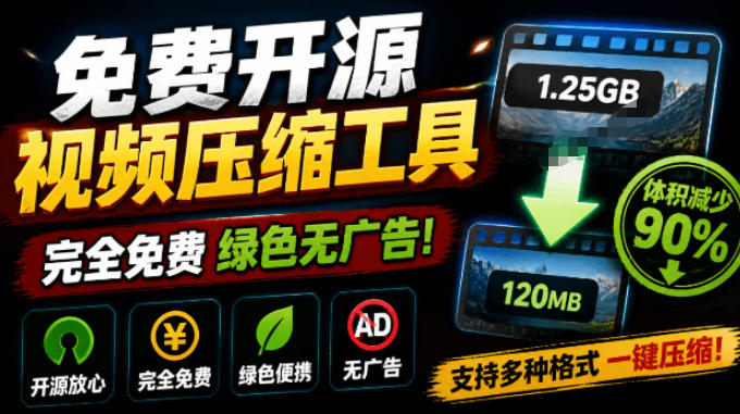 Github开源视频压缩瘦身工具，轻松压缩90%，并保持画质清晰，完全免费绿色无广告！VideoSlim-轻创星球网