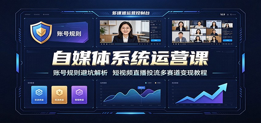 自媒体系统运营课：账号规则避坑解析，短视频直播投流多赛道变现教程-轻创星球网