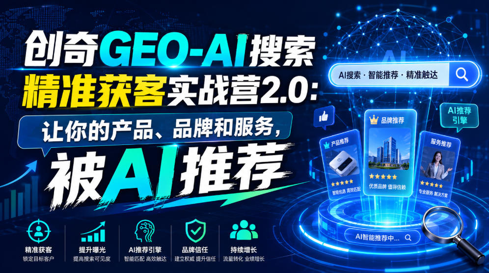 创奇GEO-AI搜索精准获客实战营2.0：让你的产品、品牌和服务，被AI推荐-轻创星球网