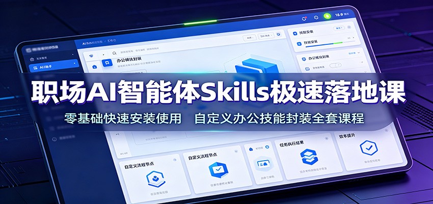 职场AI智能体Skills极速落地课：零基础快速安装使用，自定义办公技能封装全套课程-轻创星球网