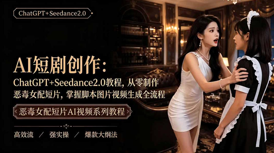AI短剧从零创作实战课｜ChatGPT脚本撰写+Seedance2.0视频生成，恶毒女配短剧全流程教程-轻创星球网