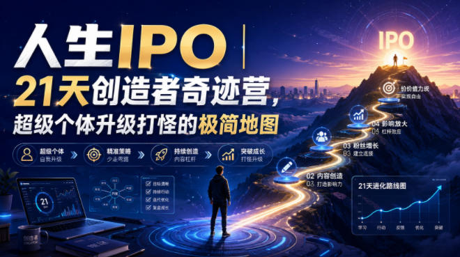 人生IPO︱21天创造者奇迹营，​超级个体升级打怪的极简地图-轻创星球网