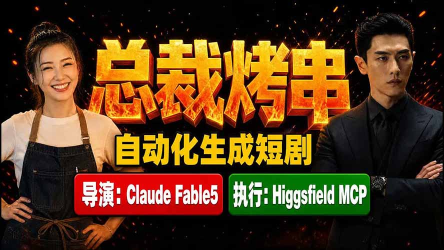 《总裁烤串》真人短剧全自动诞生！Claude Fable5 当导演，Higgsfield MCP 执行！-轻创星球网