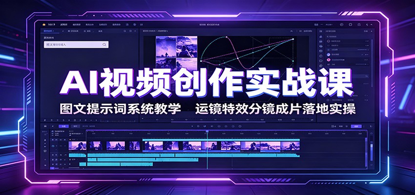 AI视频创作实战课：图文提示词系统教学，运镜特效分镜成片落地实操-轻创星球网