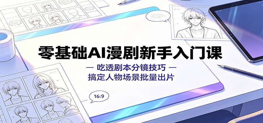 零基础AI漫剧新手入门课：吃透剧本分镜技巧，搞定人物场景批量出片-轻创星球网