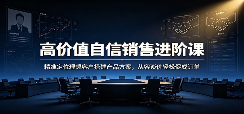 高价值自信销售进阶课：精准定位理想客户搭建产品方案，从容谈价轻松促成订单-轻创星球网