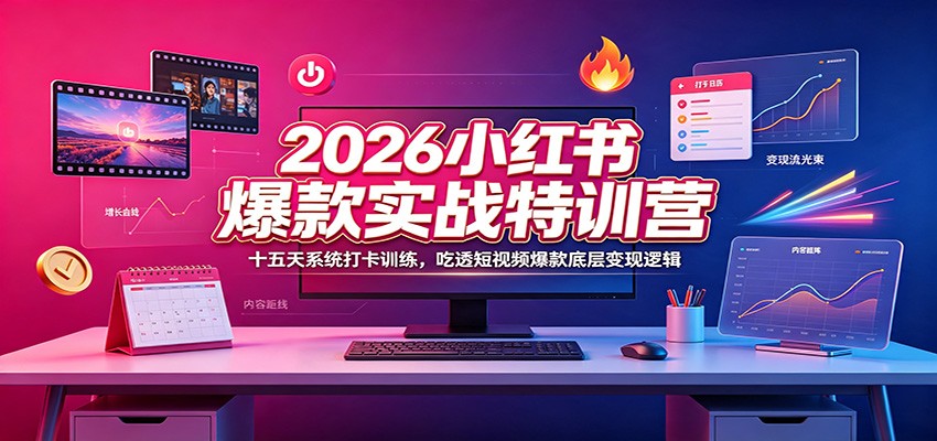 2026小红书爆款实战特训营：十五天系统打卡训练，吃透短视频爆款底层变现逻辑-轻创星球网