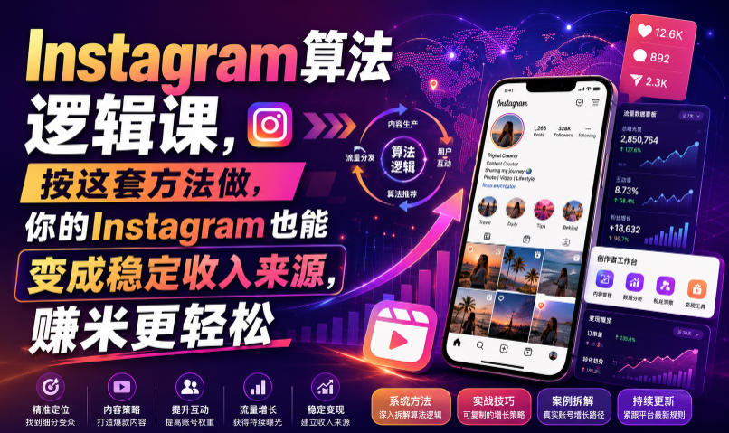 Instagram算法逻辑课，按这套方法做，你的Instagram也能变成稳定收入来源，賺米更轻松【原创双语字幕】-轻创星球网