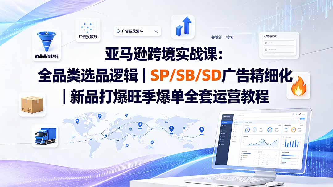 亚马逊跨境实战课-更新：全品类选品逻辑｜SP/SB/SD广告精细化｜新品打爆旺季爆单全套运营教程-轻创星球网