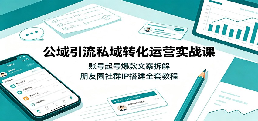 公域引流私域转化运营实战课：账号起号爆款文案拆解，朋友圈社群IP搭建全套教程-轻创星球网