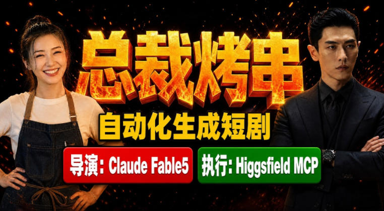 Claude Fable5担任导演+Higgsfield MCP落地执行｜《总裁烤串》真人质感短剧全自动AI生成全流程教学-轻创星球网