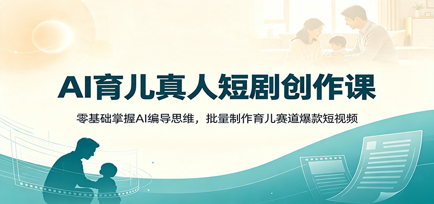 AI育儿真人短剧创作课：零基础掌握AI编导思维，批量制作育儿赛道爆款短视频-轻创星球网