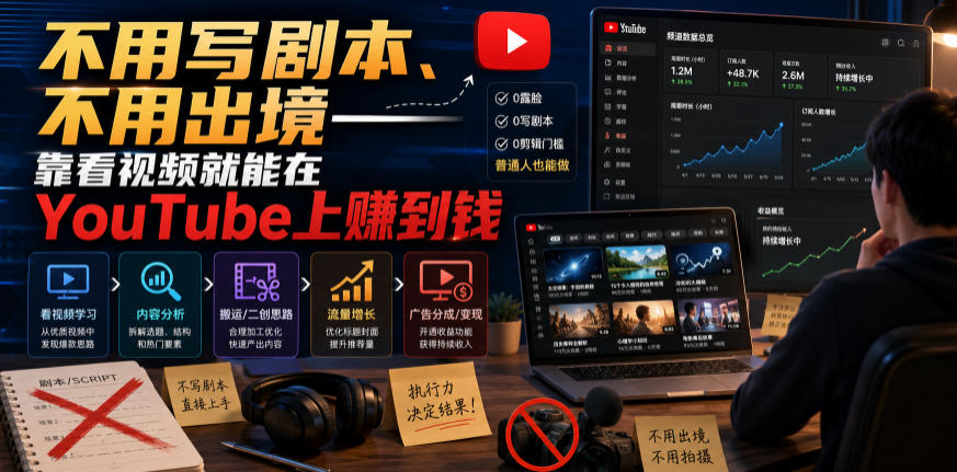 不用写剧本、不用出境——靠看视频就能在YouTube上賺到钱【原创双语字幕】-轻创星球网