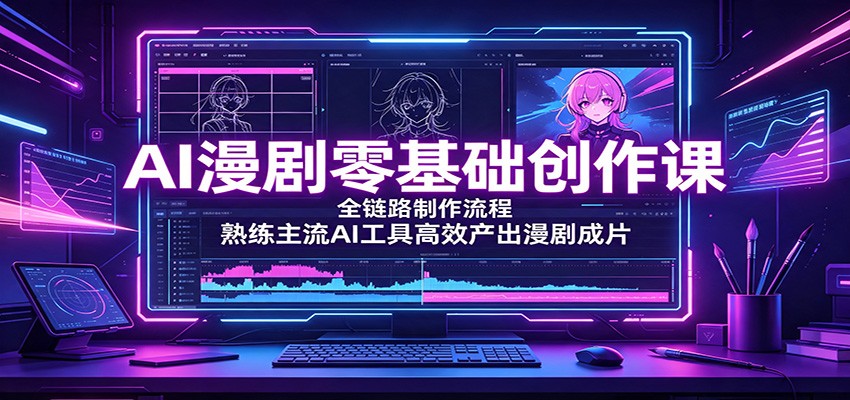 AI漫剧零基础创作课：全链路制作流程，熟练主流AI工具高效产出漫剧成片-轻创星球网
