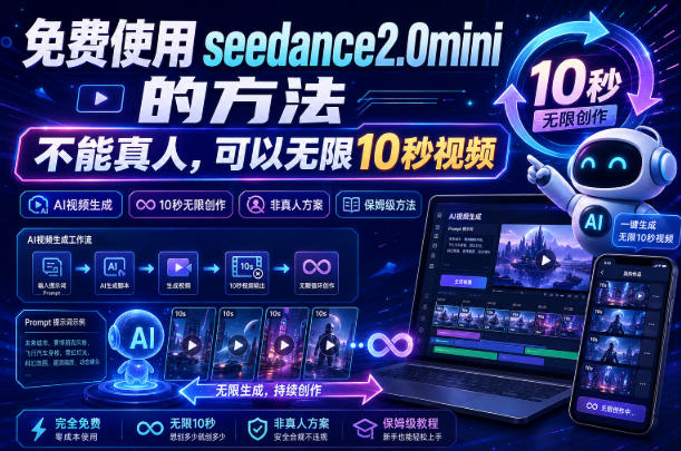 免费使用seedance2.0mini的方法，不能真人，可以无限10秒视频，9图+3音频参考-轻创星球网
