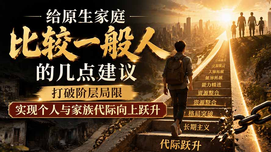 付费文章：给原生家庭比较一般人的几点建议，打破阶层局限，实现个人与家族代际向上跃升-轻创星球网
