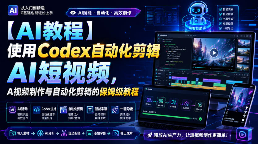 【AI教程】使用Codex自动化剪辑AI短视频，AI视频制作与自动化剪辑的保姆级教程-轻创星球网