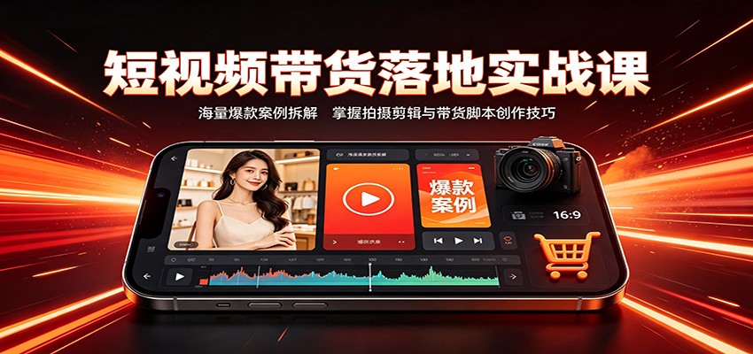 短视频带货落地实战课：海量爆款案例拆解，掌握拍摄剪辑与带货脚本创作技巧-轻创星球网