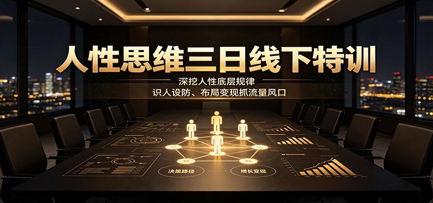 人性思维三日线下特训:深挖人性底层规律,识人设防、布局变现抓流量风口-轻创星球网