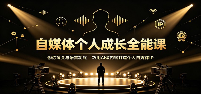 自媒体个人成长全能课：修炼镜头与语言功底，巧用AI做内容打造个人自媒体IP-轻创星球网