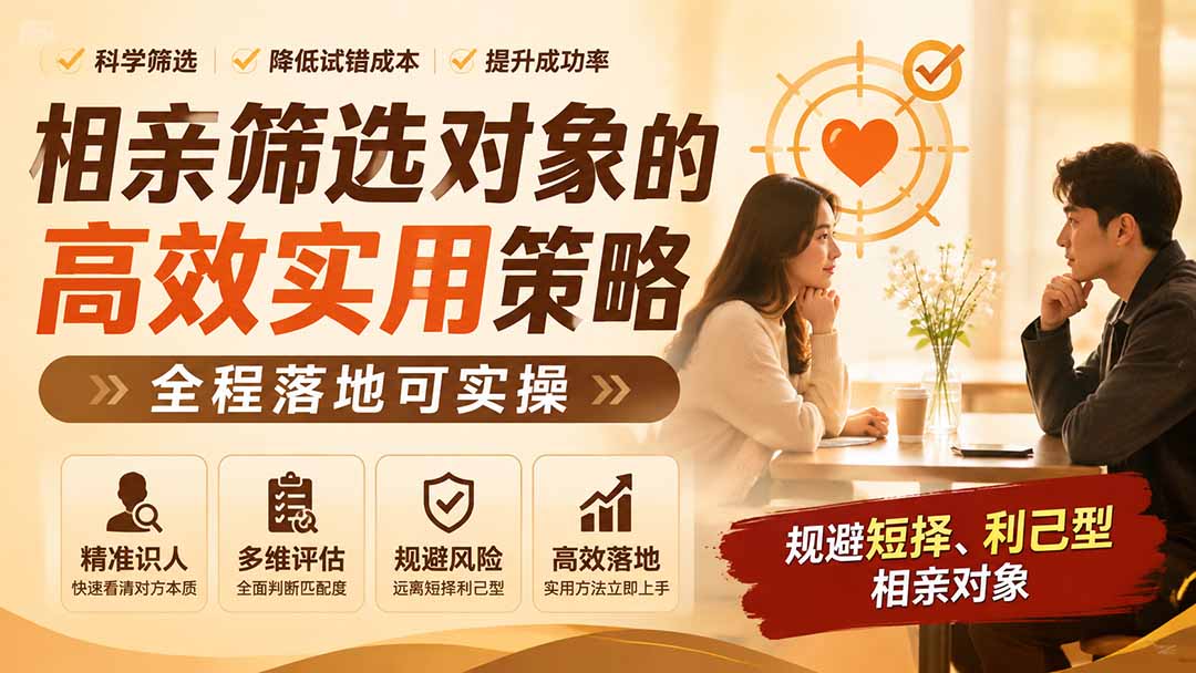 付费文章：相亲筛选对象的高效实用策略，全程落地可实操，规避短择、利己型相亲对象-轻创星球网