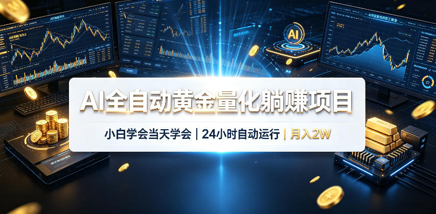 AI全自动黄金量化躺賺项目，24小时自动运行，月入2W！-轻创星球网