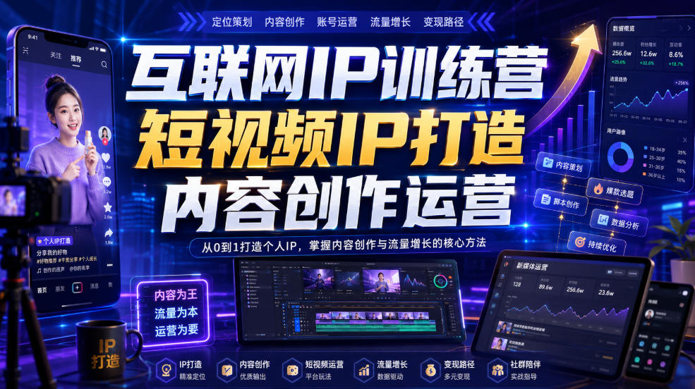 互联网IP训练营，短视频IP打造，内容创作运营-轻创星球网