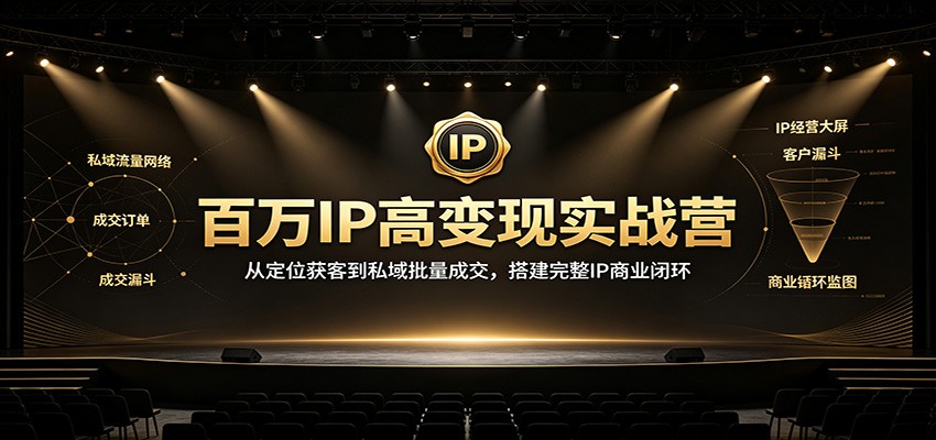 百万IP高变现实战营：从定位获客到私域批量成交，搭建完整IP商业闭环-轻创星球网