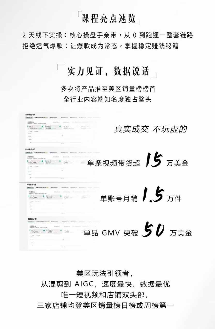 图片[2]-AIGC×TikTok美区短视频带货线下课；两天一夜完整回放，12小时高清视频收录头部操盘手全流程教学-轻创星球网