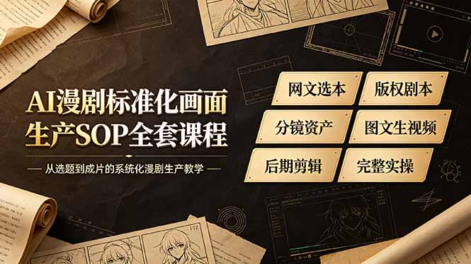 AI漫剧标准化画面生产SOP全套课程-更新，网文选本版权剧本分镜资产全覆盖，图文生视频后期剪辑完整实操教学-轻创星球网