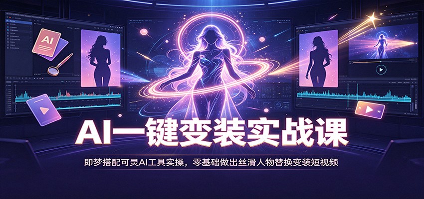 AI一键变装实战课：即梦搭配可灵AI工具实操，零基础做出丝滑人物替换变装短视频-轻创星球网
