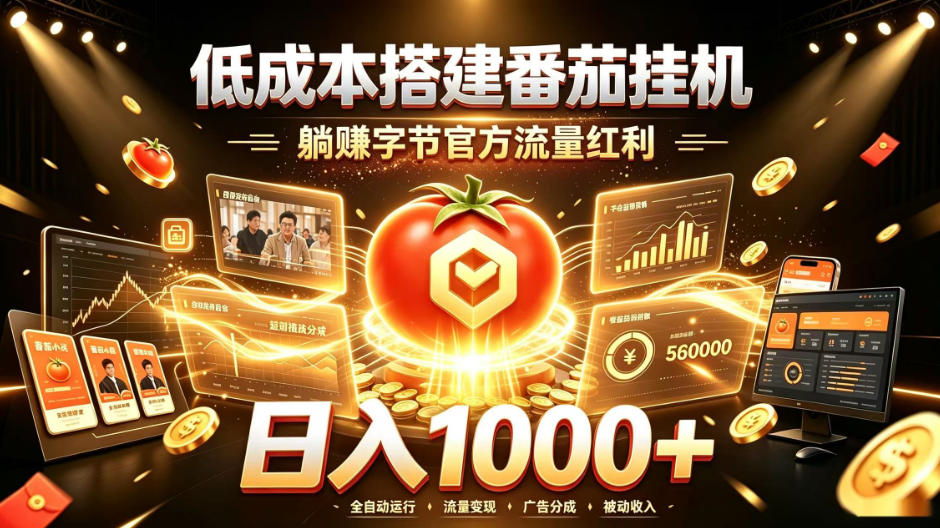 低成本搭建番茄挂G，躺賺字节官方流量红利，日入1k+，全程傻瓜式落地【揭秘】-轻创星球网