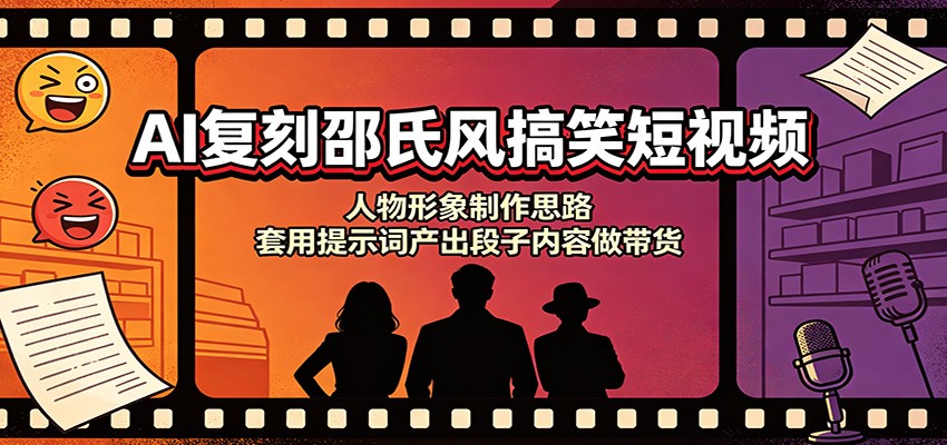 AI复刻邵氏风搞笑短视频：人物形象制作思路，套用提示词产出段子内容做带货-轻创星球网