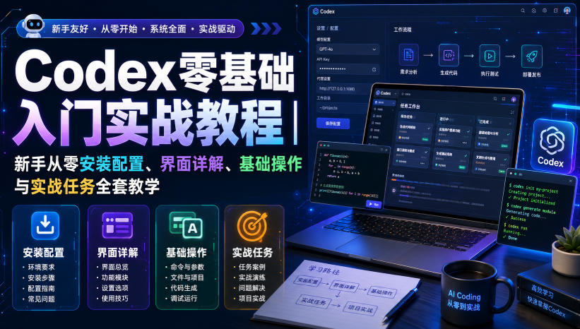 Codex零基础入门实战教程｜新手从零安装配置、界面详解、基础操作与实战任务全套教学-轻创星球网