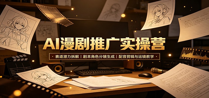 AI漫剧推广实操营：赛道潜力拆解，剧本角色分镜生成，配音剪辑与运镜教学-轻创星球网