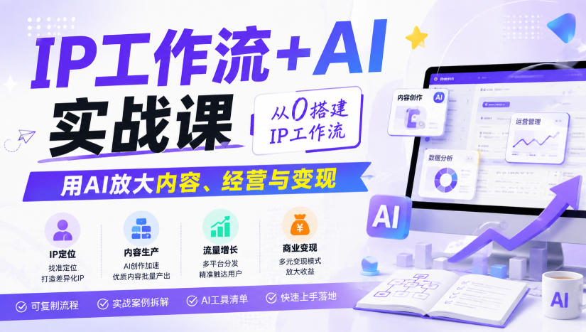 IP工作流+AI实战课，从0搭建IP工作流，用AI放大内容、经营与变现-轻创星球网