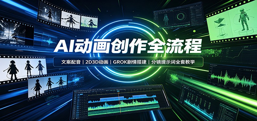 AI动画创作全流程：文案配音，2D3D动画，GROK剧情搭建，分镜提示词全套教学-轻创星球网