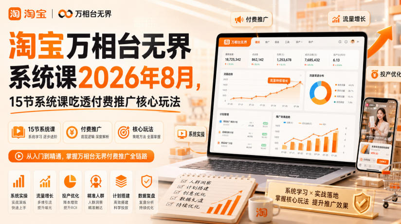淘宝万相台无界系统课2026年8月，15节系统课吃透付费推广核心玩法-轻创星球网