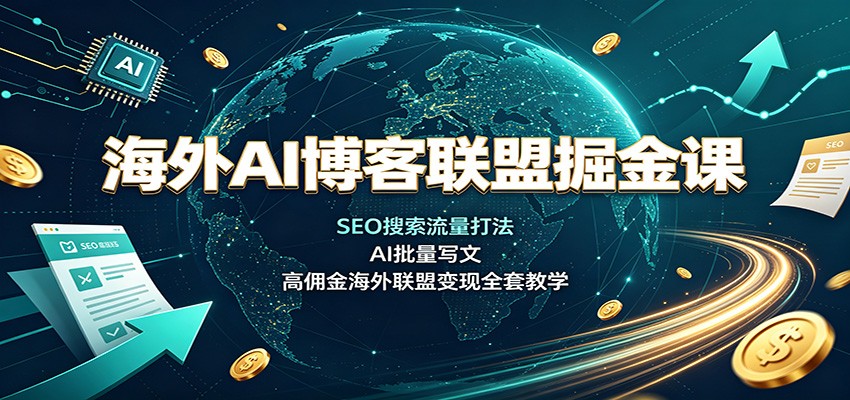 海外AI博客联盟掘金课：SEO搜索流量打法，AI批量写文，高佣金海外联盟变现全套教学-轻创星球网