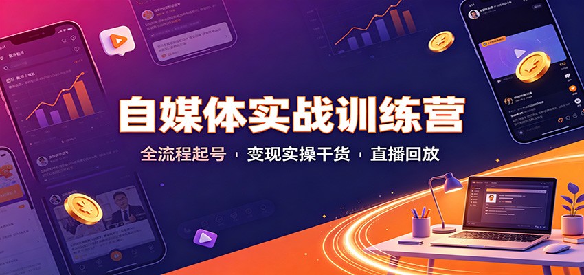 自媒体实战训练营：全流程起号变现实操干货直播回放-轻创星球网