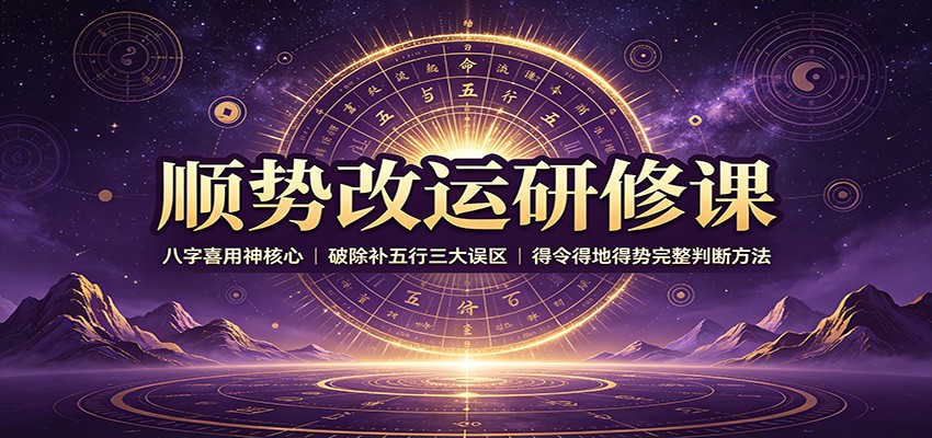 顺势改运研修课：八字喜用神核心，破除补五行三大误区，得令得地得势完整判断方法-轻创星球网