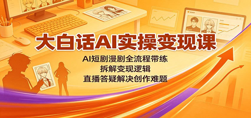 大白话AI实操变现课：AI短剧漫剧全流程带练，拆解变现逻辑，直播答疑解决创作难题-轻创星球网