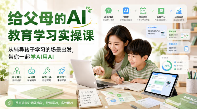 给父母的AI教育学习实操课，从辅导孩子学习的场景出发，带你一起学AI用AI-轻创星球网