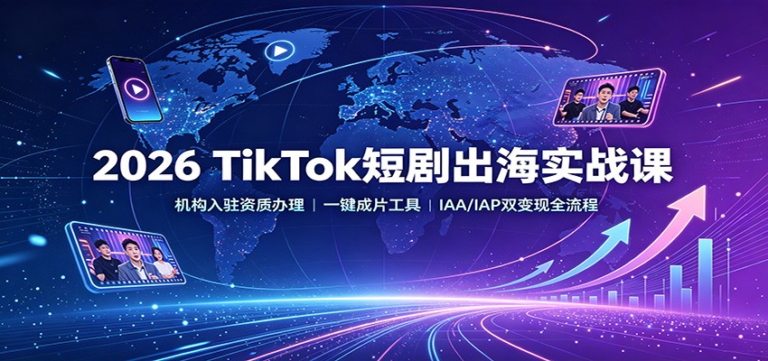 2026 TikTok短剧出海实战课：机构入驻资质办理，一键成片工具，IAA/IAP双变现全流程-轻创星球网