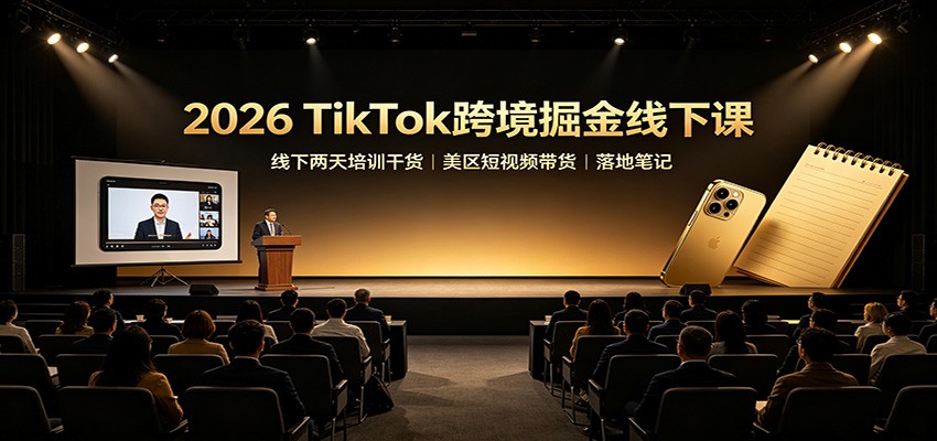 2026 TikTok跨境掘金线下课：线下两天培训干货，美区短视频带货落地笔记-轻创星球网