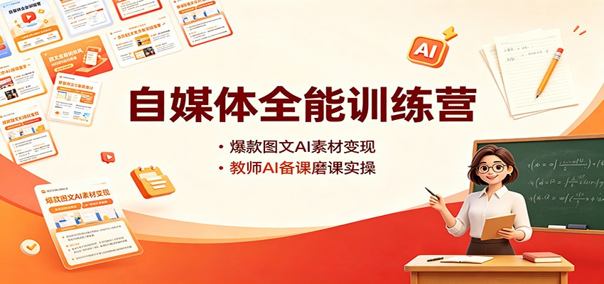自媒体全能训练营：爆款图文AI素材变现，教师AI备课磨课实操-轻创星球网