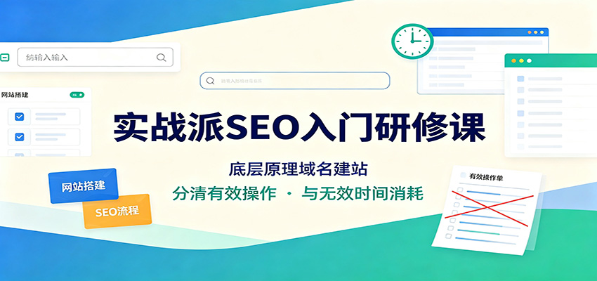 实战派SEO入门研修课：底层原理域名建站，分清有效操作与无效时间消耗-轻创星球网