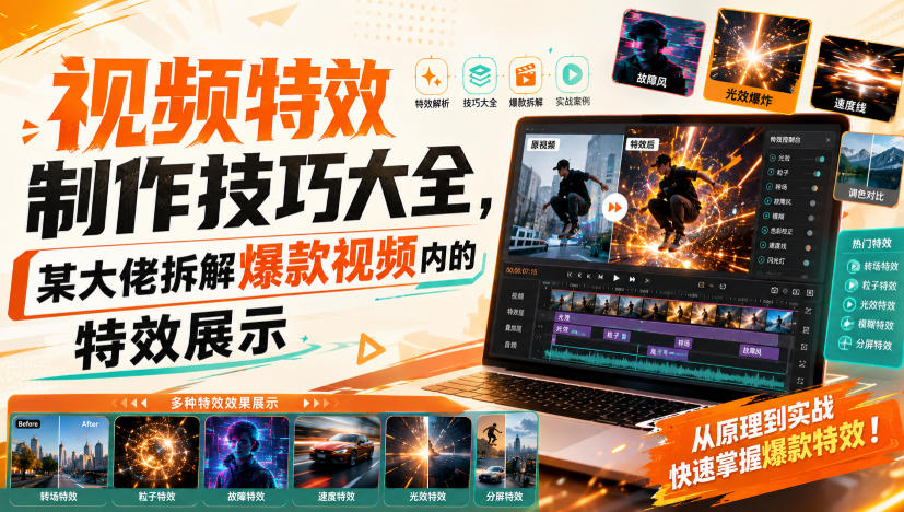 视频特效制作技巧大全，某大佬拆解爆款视频内的特效展示-轻创星球网
