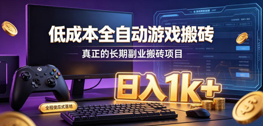 低成本全自动游戏搬砖，真正的长期副业搬砖项目，日入1k+，全程傻瓜式落地【揭秘】-轻创星球网