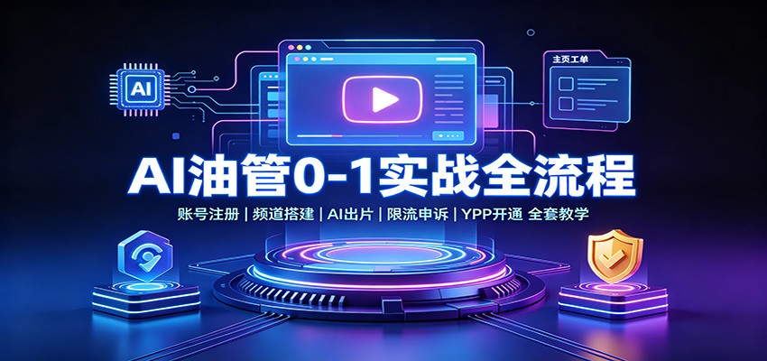 AI油管0-1实战：账号注册频道搭建，AI出片，限流申诉，YPP开通全套教学-轻创星球网